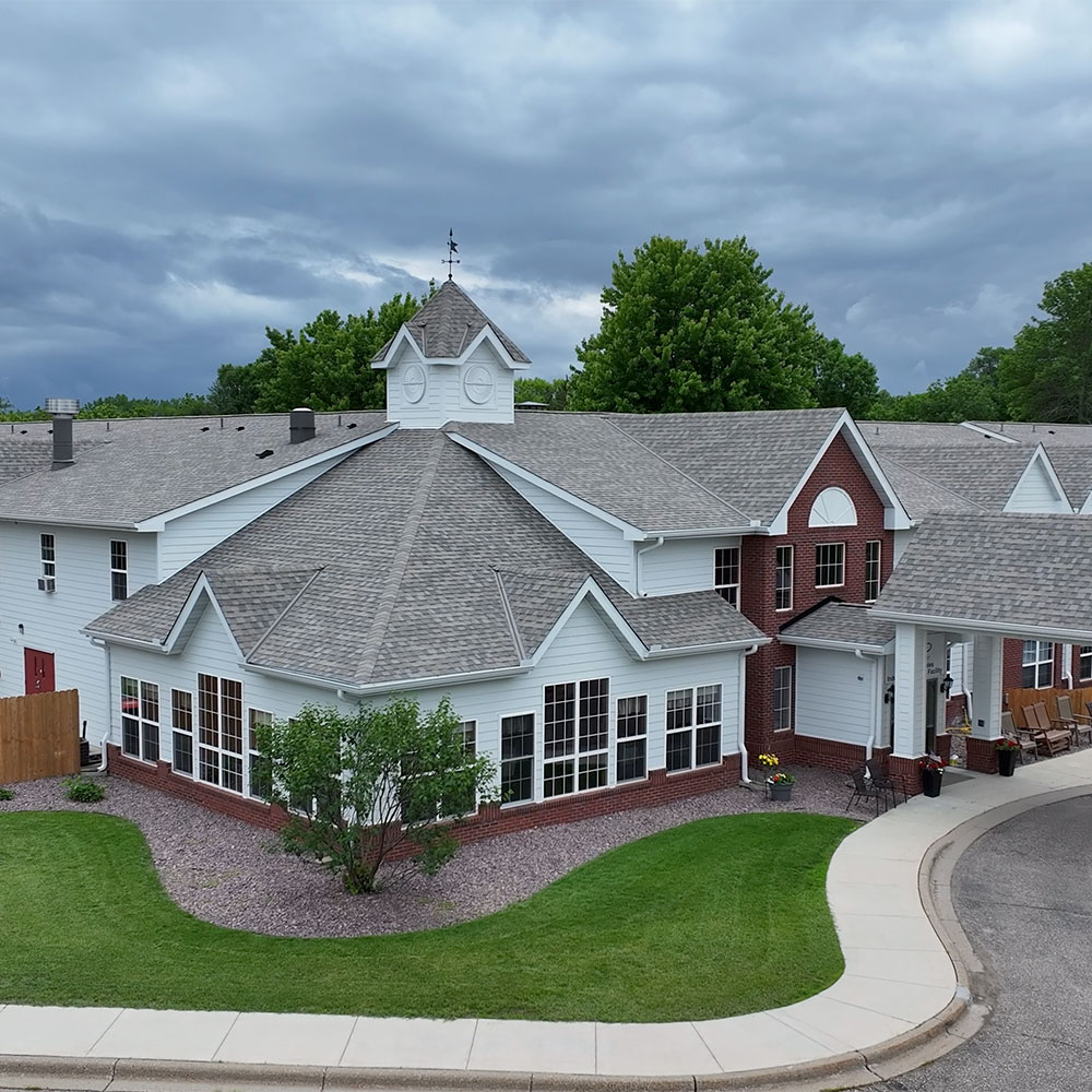 apartment building complex with beautiful new roofs
