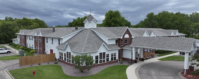 apartment building complex with beautiful new roofs