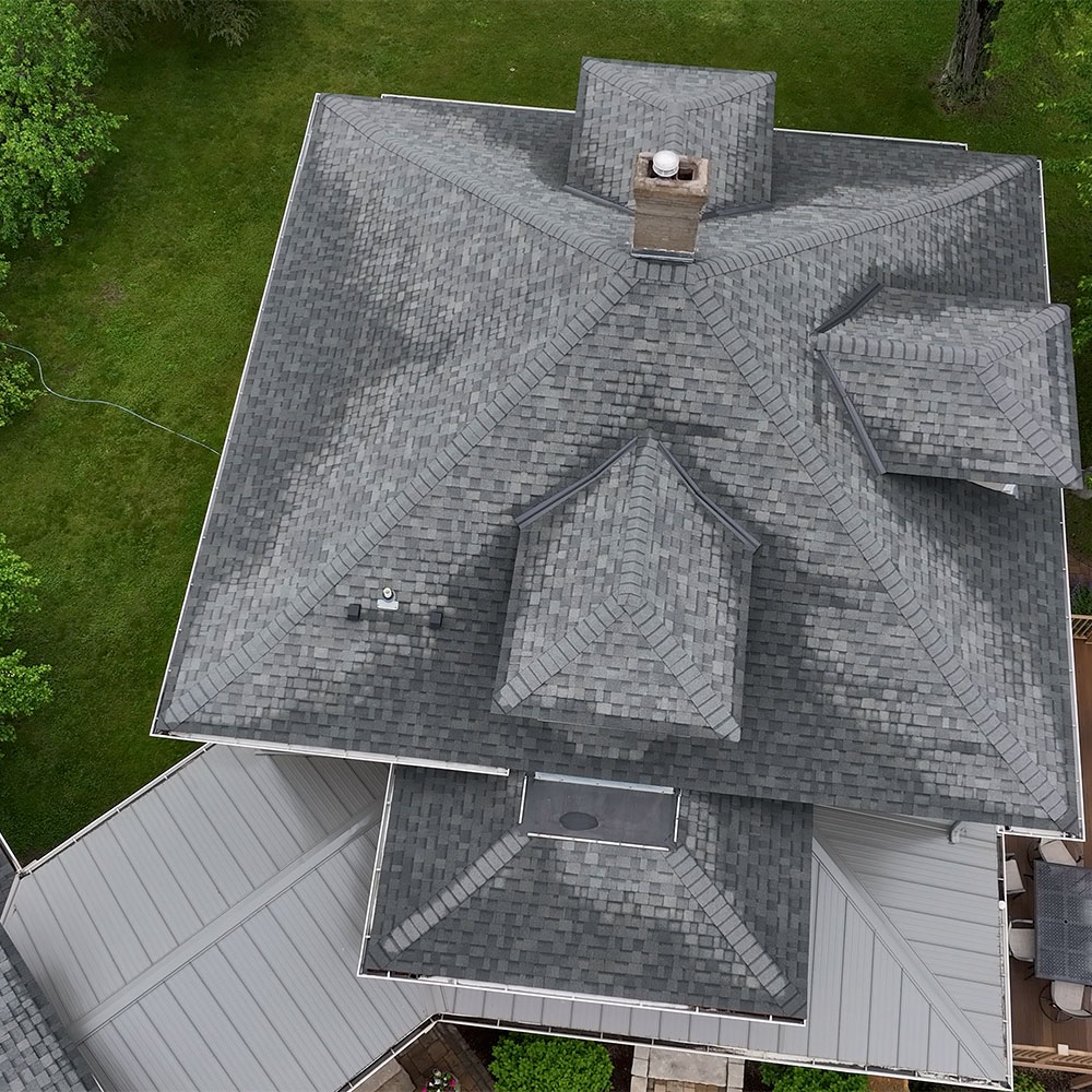 Overhead view of a roof