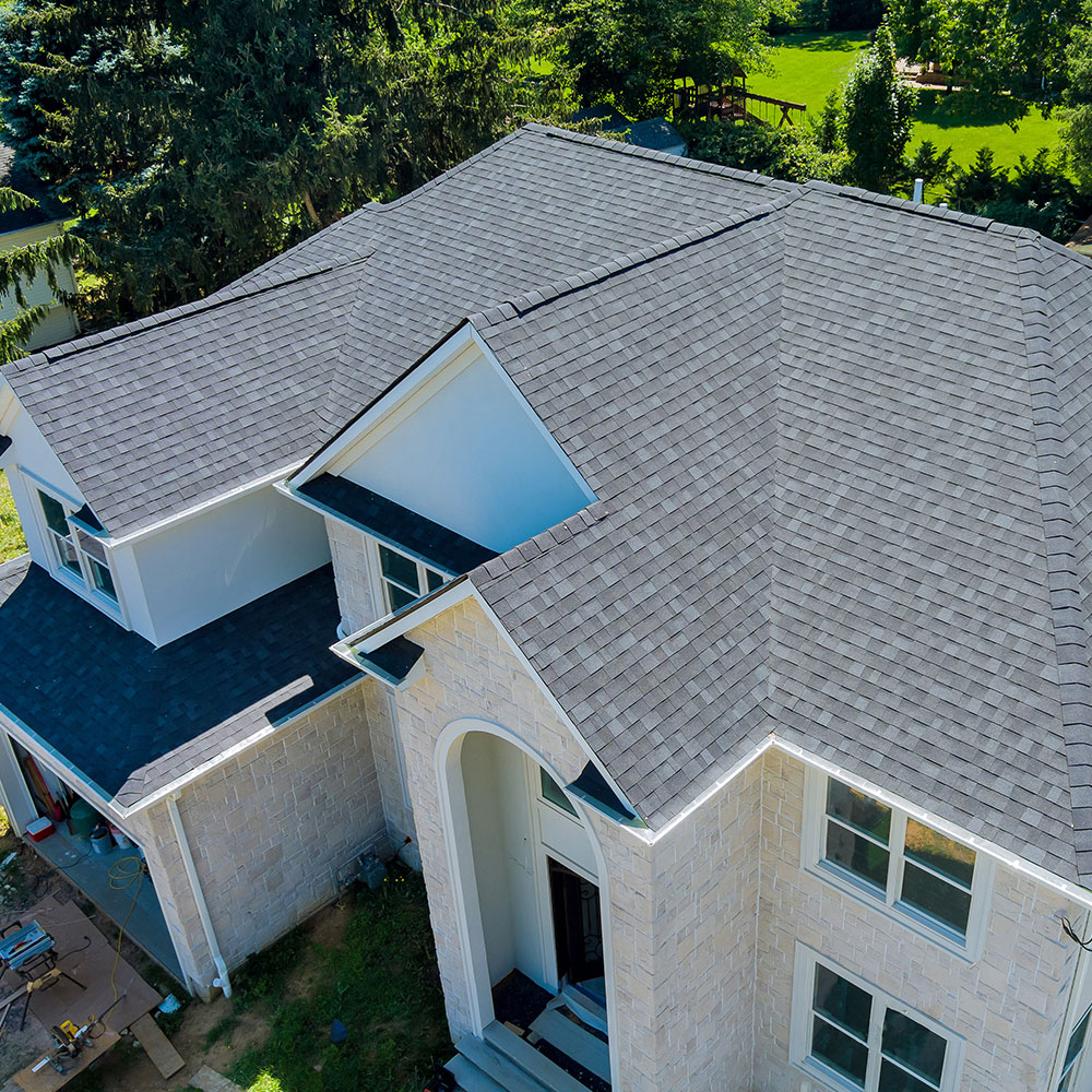 an overhead view of a beautiful new roof