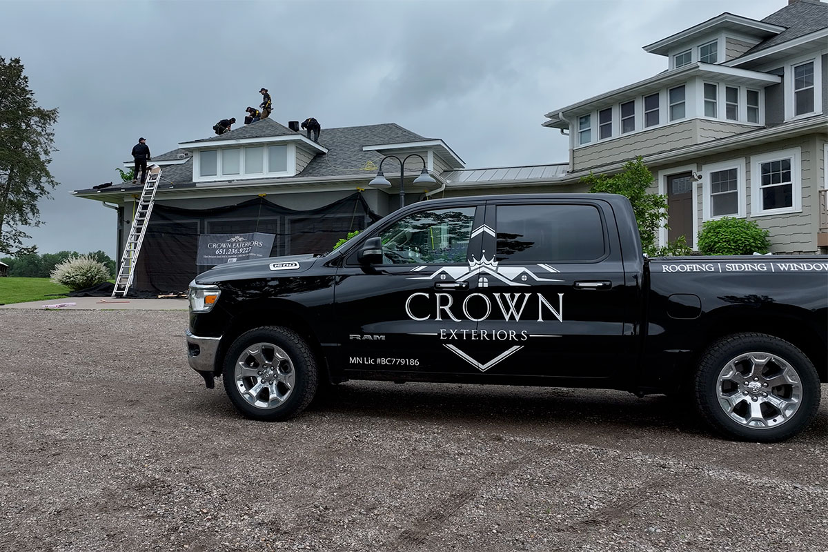 Crown Exteriors truck and trailer