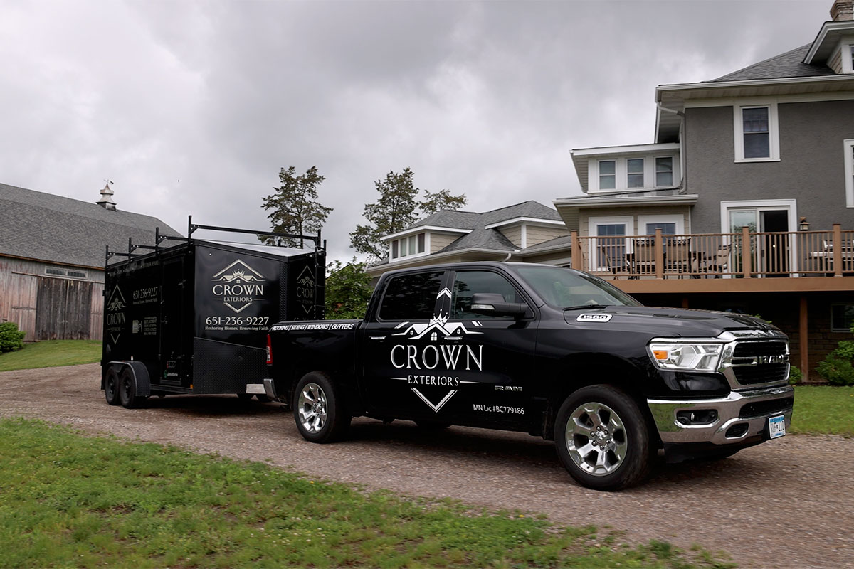 Crown Exteriors truck and trailer